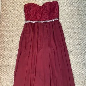 Maroon Strapless Formal Dress Size 13